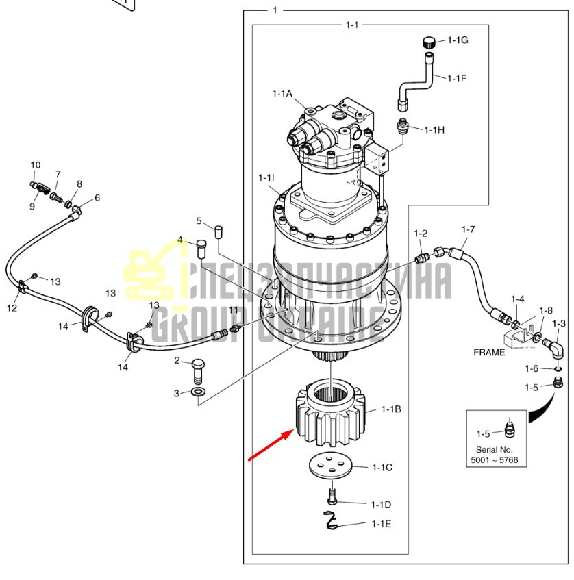 2404-1065 Шестерня редуктора поворота Doosan S340LC-V/S420LC-V