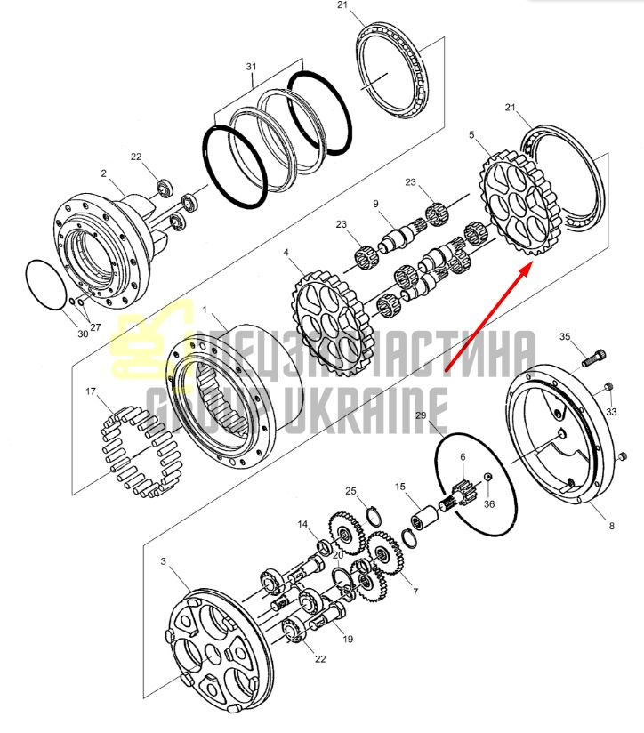 DOOSAN 263B1005-01 Ходовая шестерня