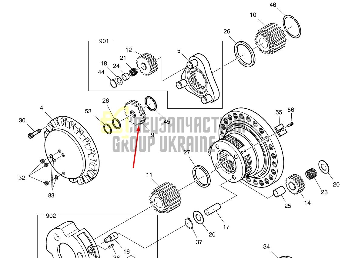 404-00080 Шестерня редуктора поворота Doosan DX300LL