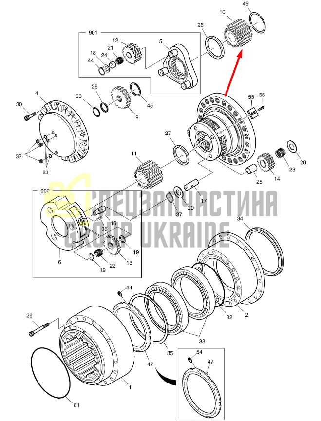 404-00081A Шестерня (сателлит) 2-ой ступени редуктора Doosan DX340LC