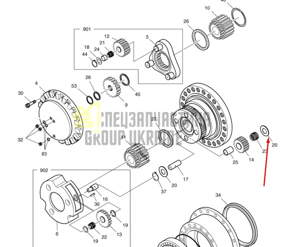 412-00038 Шайба опорная Doosan DX300LC