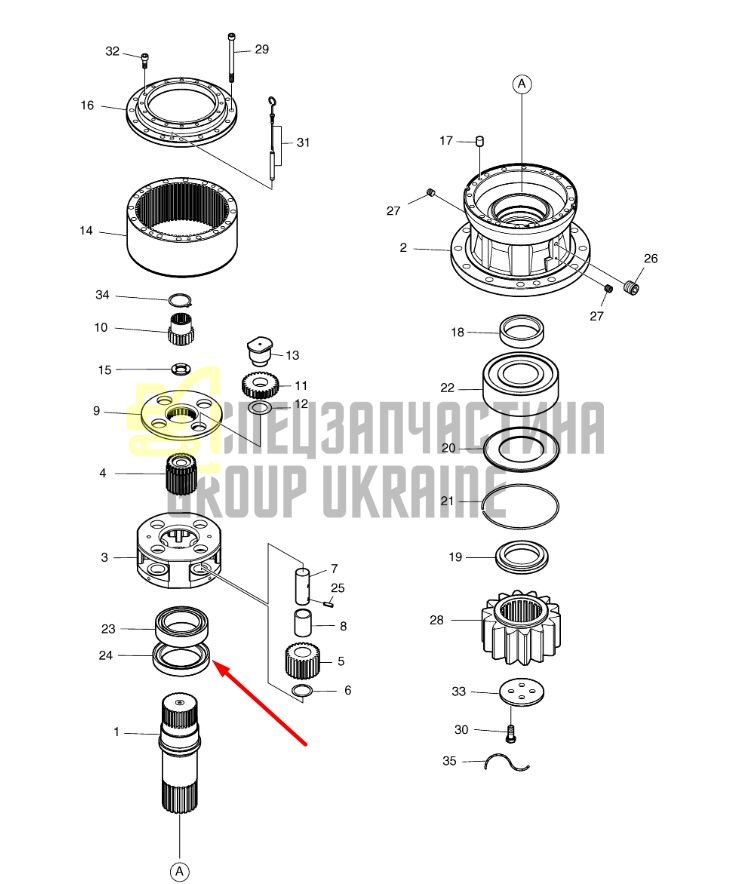 DS-32-24 Сальник редуктора поворота Doosan 420lc-v