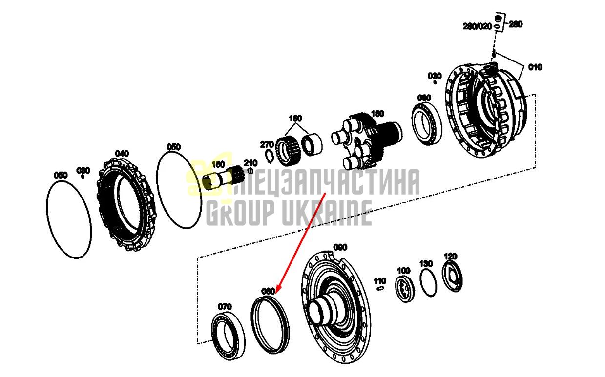 Сальник бортового редуктора K9000279 DOOSAN DL400 даукон, уплотнение