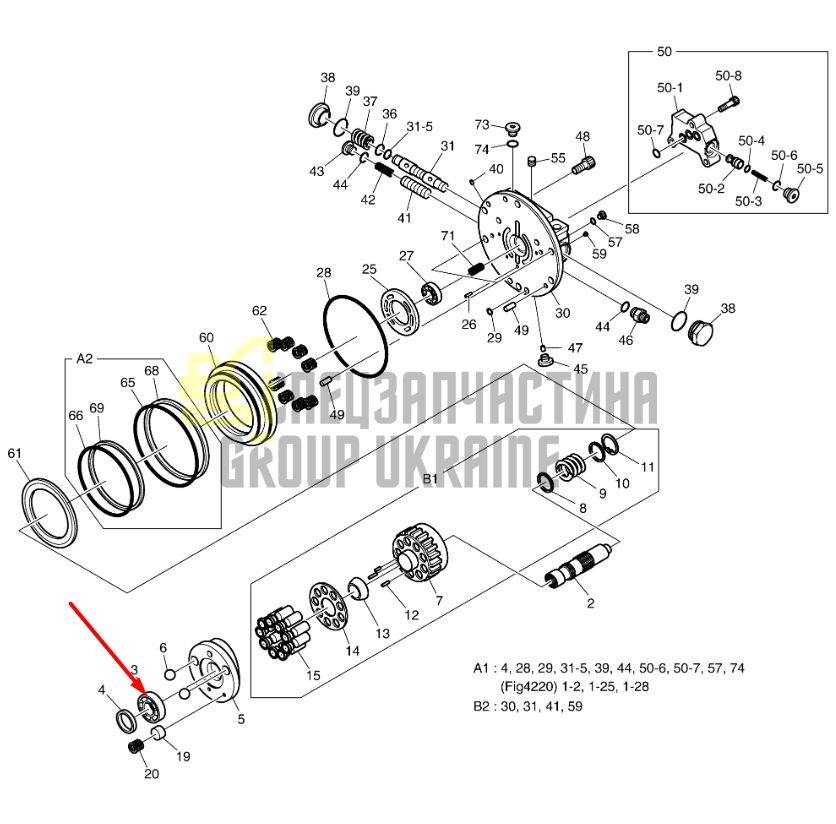 Подшипник вала редуктора хода K9005283 для DOOSAN DX30Z