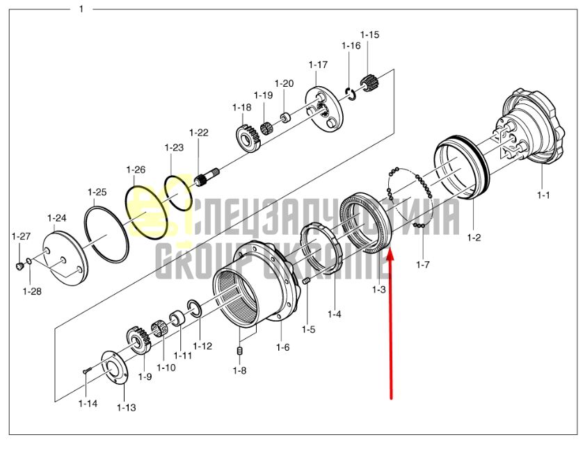 Подшипник бортового рредуктора K9005287 для DOOSAN DX30Z