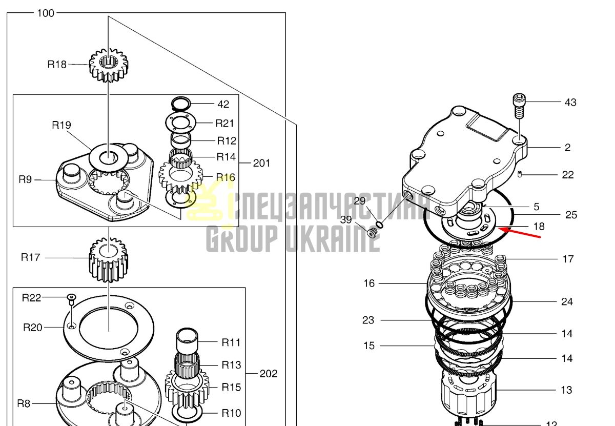 Купить Doosan K9006201 Распределительная шайба для DX53W, DX55W