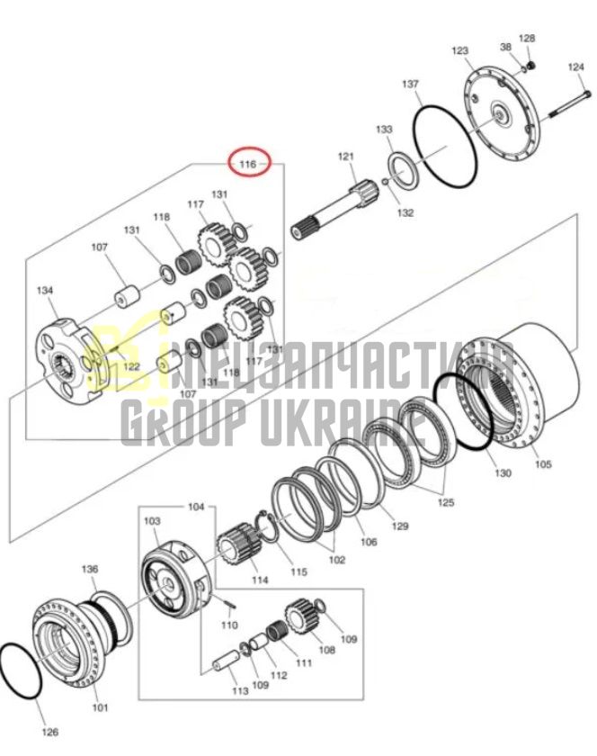 K9007411 Водило (первая планетарная передача) в сборе Doosan DX225LCA