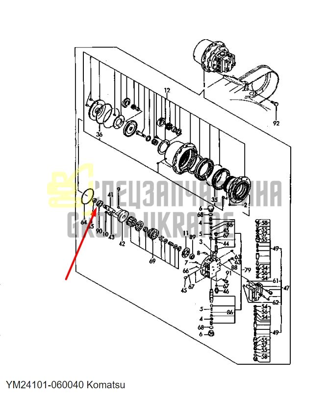 Подшипник вала бортового редуктора YM24101-060040 для KOMATSU PC15FR-1