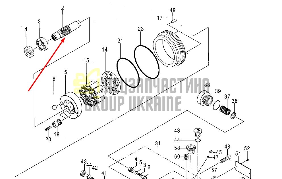 0799701 Вал гидромотора хода HITACHI EX17U