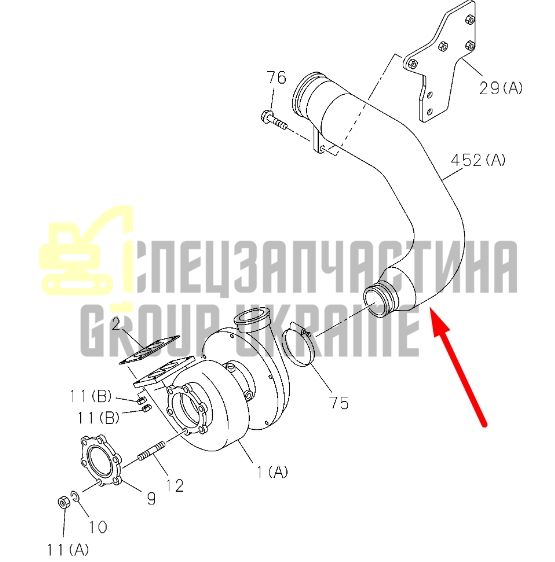 Купить Hitachi 1141343520 Патрубок воздушный для ZX450, ZX470