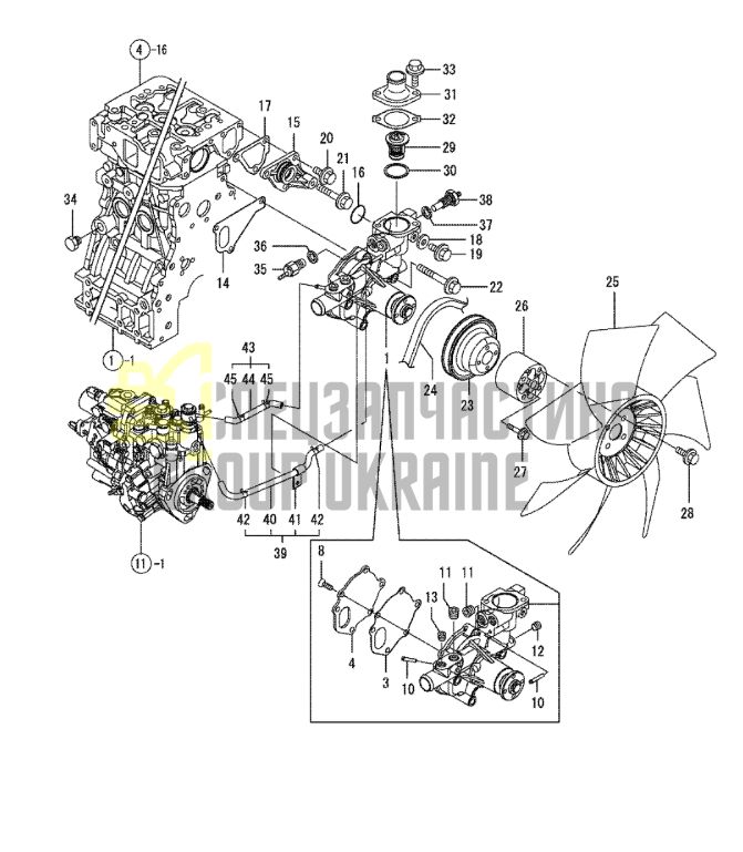 Купить Hitachi 129907-44740 Крыльчатка для двигателя Yanmar 4TNV88, экскаваторов ZX48U-3F, ZX50U-3F