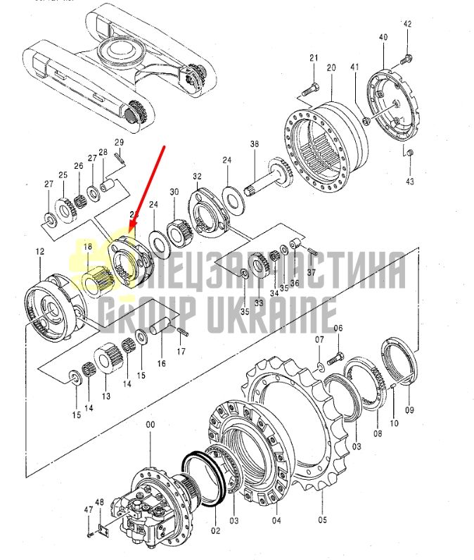 2034836 Водило, планетарная передача Hitachi EX200-3, EX200-5, EX200K-3, EX210H-5, ZX200