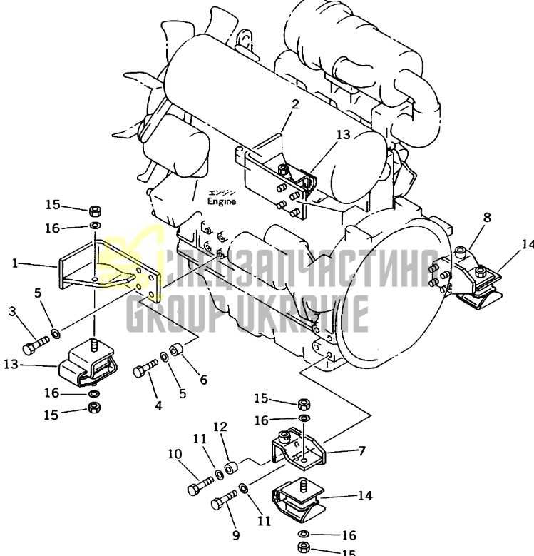 Купить Komatsu 20S-01-71310 Подушка двигателя для PC30, PC35