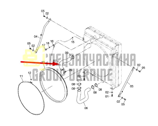 Купить Hitachi 3087795 Патрубок радиатора верхний для ZX450, ZX470