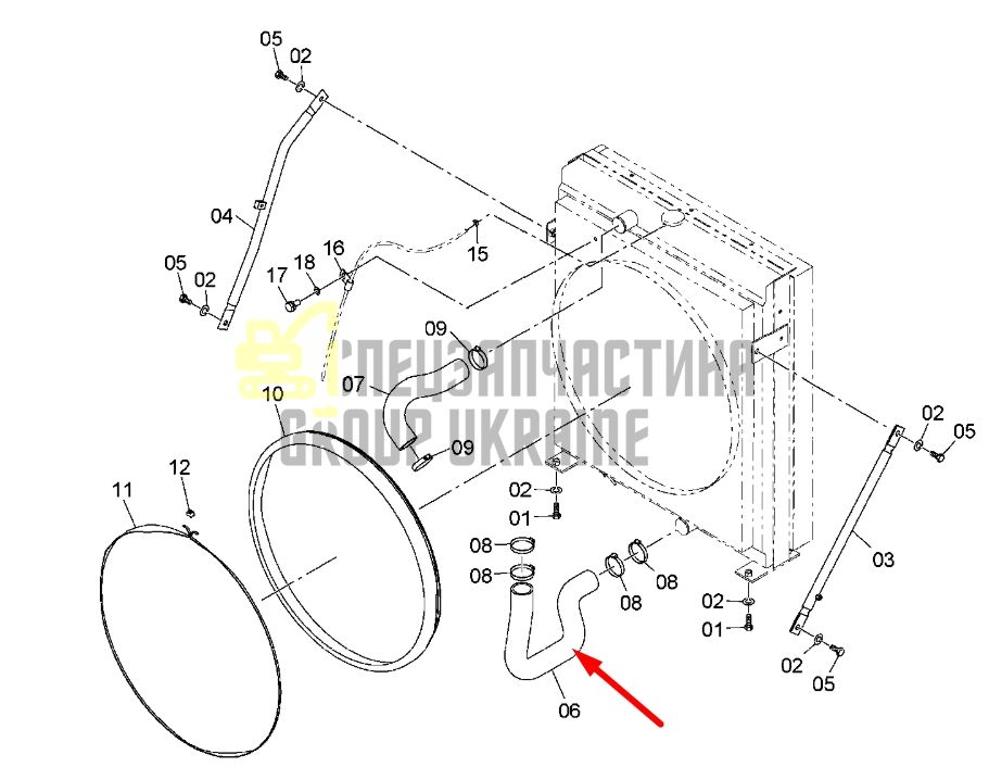 Купить Hitachi 3089943 Патрубок радиатора нижний для ZX450, ZX470