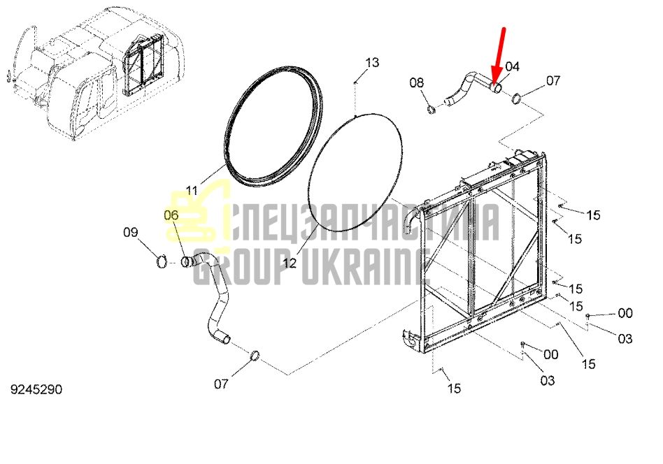Купить Hitachi 3104963 Патрубок системы охлаждения для ZX330-3, ZX350H-3