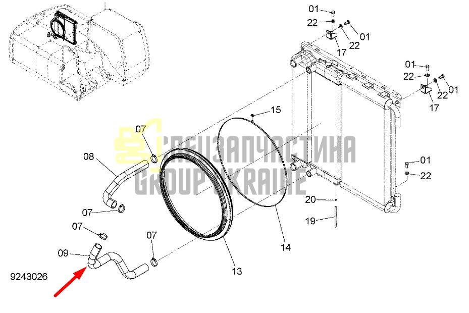 Купить Hitachi 3104768 Нижний водяной шланг для ZX200, ZX220