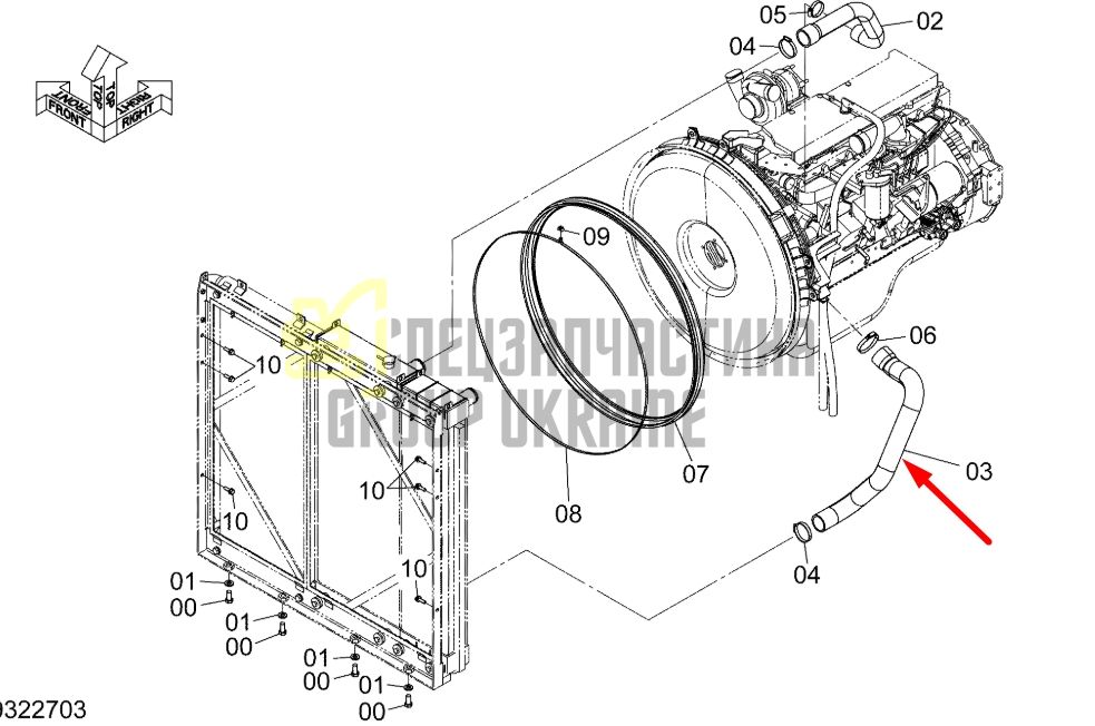 Купить Hitachi 3120952 Патрубок радиатора нижний для ZX330, ZX350