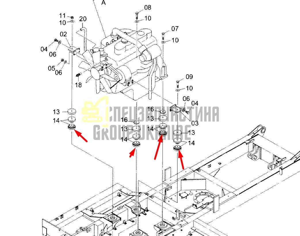 Купить Hitachi 4177883 Подушка опоры двигателя для EX100, EX120