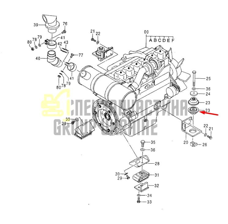 Купить Hitachi 4183995 Подушки двигателя для ISUZU 6WG1, HITACHI ZX450-1/5G