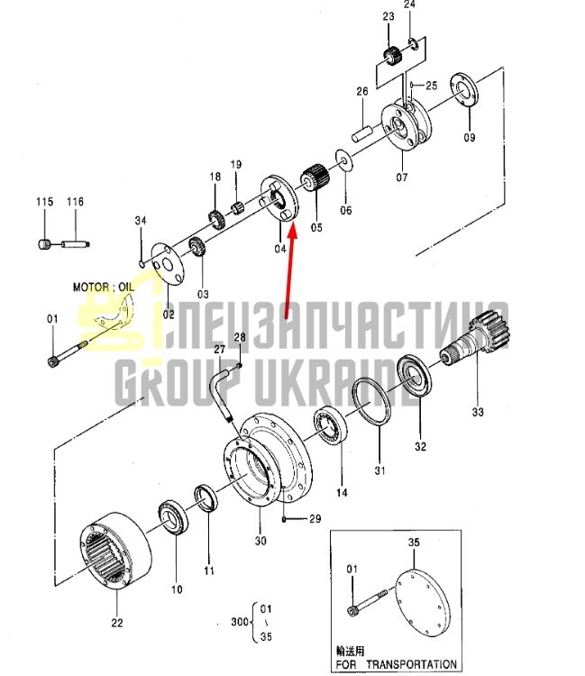 4397246 Держатель в сборе с шестерней Hitachi ZX75US