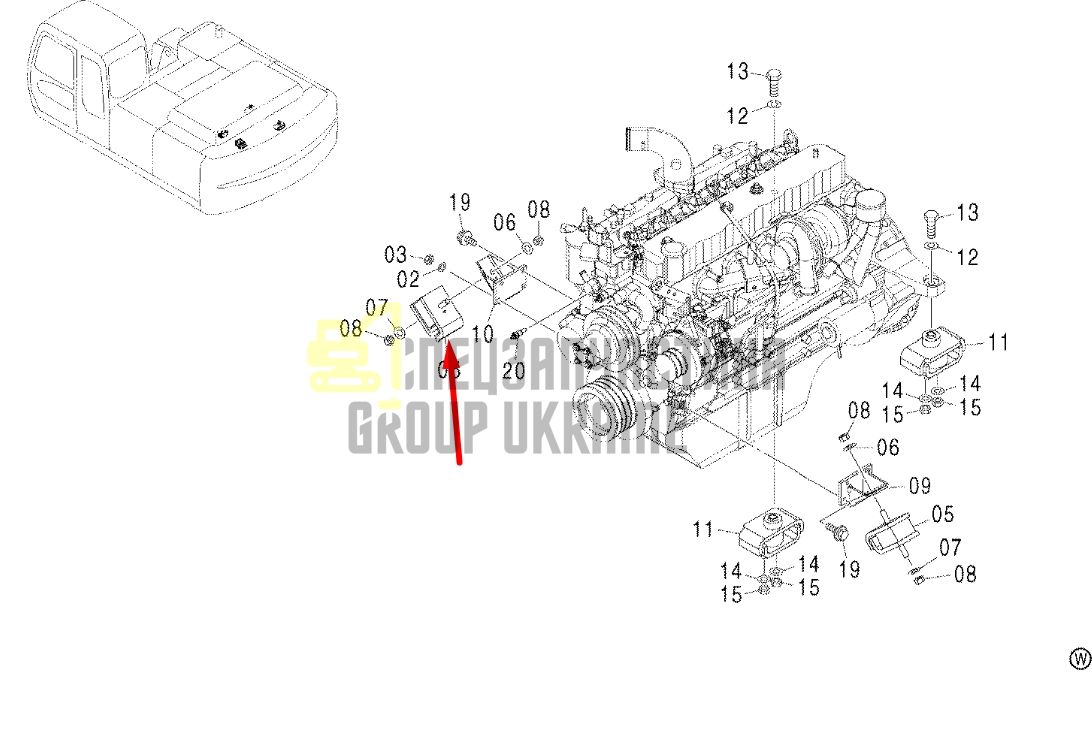 Купить Hitachi 4410043 Подушка опоры двигателя для ZX200