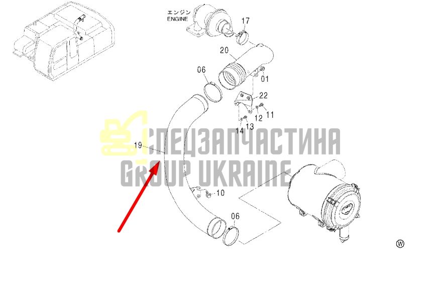 Купить Hitachi 4426042 Патрубок воздушный для ZX200, ZX210