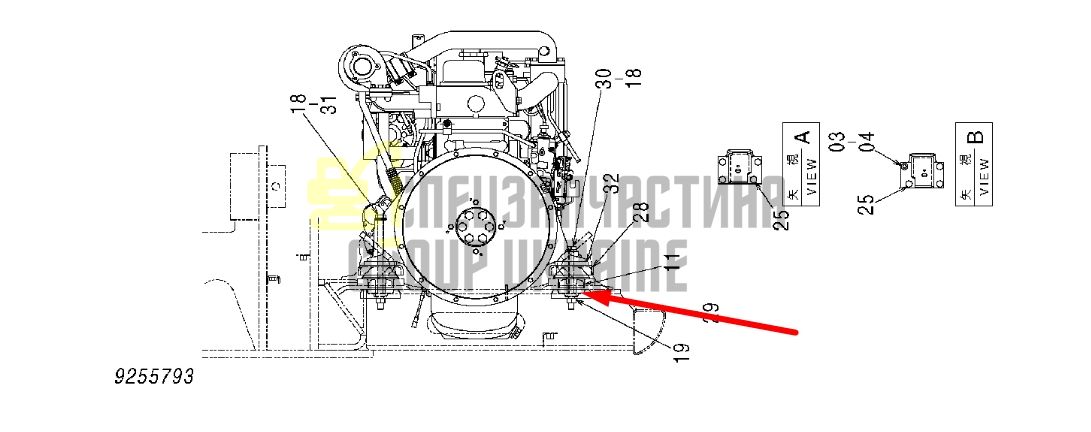 Купить Hitachi 4334526 Подушка опоры двигателя для ZX120, ZX125