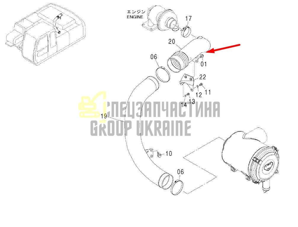 Купить Hitachi 4426646 Патрубок воздушный для ZX200, ZX210