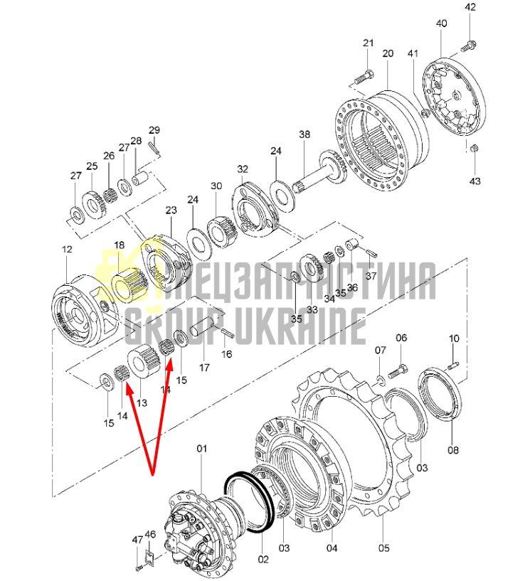 Подшипник игольчатый (3-я ступень) HITACHI ZX180 4438593