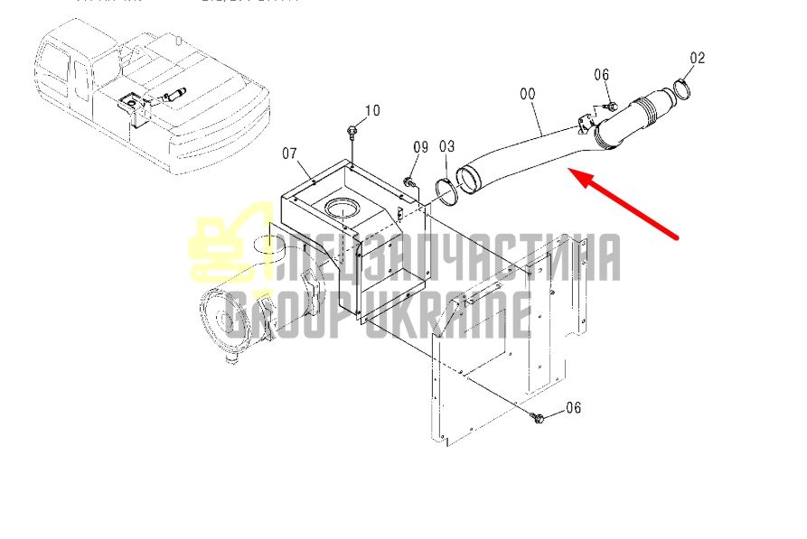 Купить Hitachi 4439120 Патрубок воздушный для ZX330, ZX350