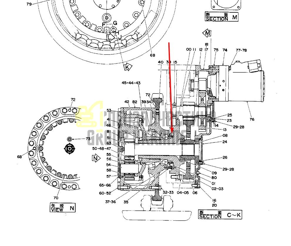 Сальник бортового редуктора 4514259 Hitachi EX200-5, EX220-5, EX200-3, ZX230 даукон, уплотнение