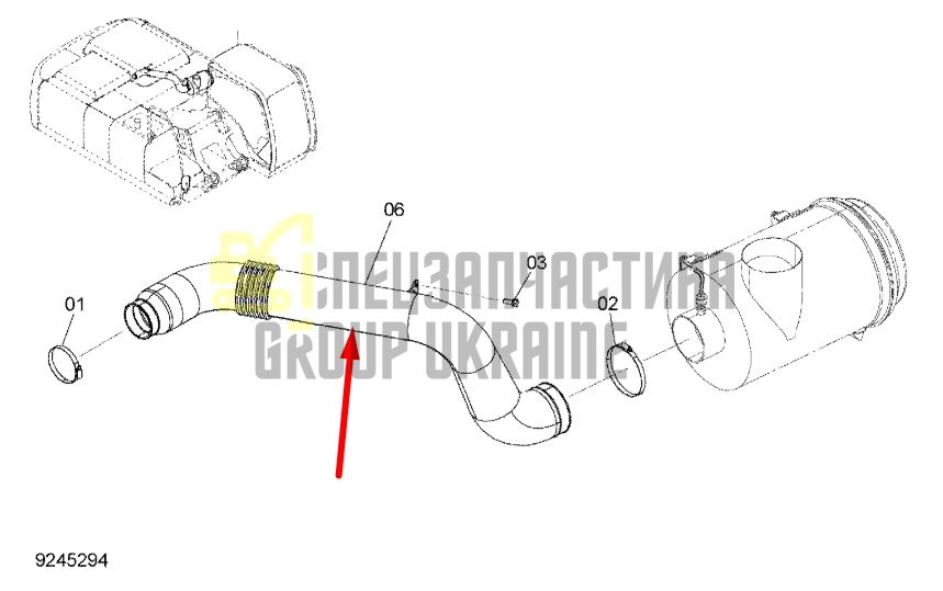 Купить Hitachi 4643567 Патрубок воздушный для ZX330, ZX350