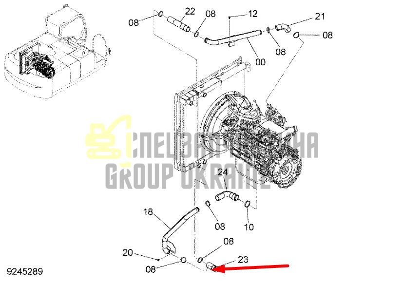 Купить Hitachi 4643571 Шланг интеркулера для ZAX330-3