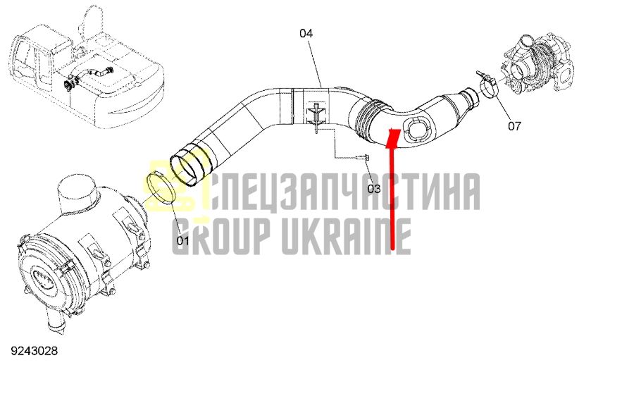 Купить Hitachi 4643771 Патрубок воздушный для ZX200, ZX210