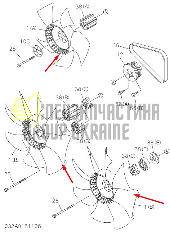 Купить Hitachi 8980185071, 8980185070 Крыльчатка вентилятора ZX-180, ZX-200