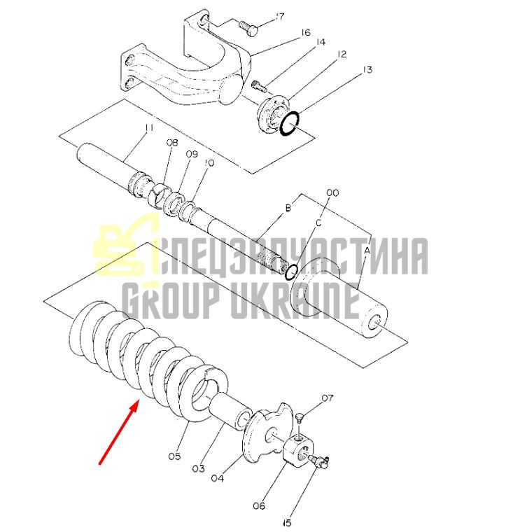 Hitachi 9092565 Натяжитель гусеницы для EX220
