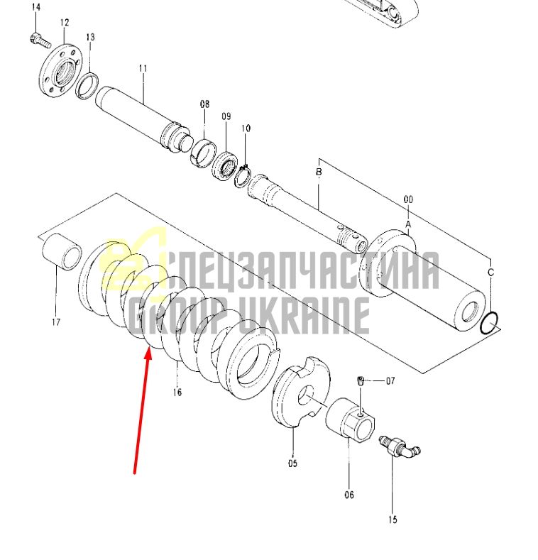 Hitachi 9106414 Натяжитель гусеницы для EX60, EX75
