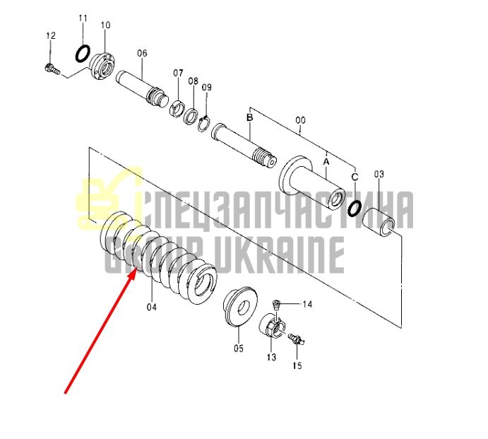 Hitachi 9144654 Натяжитель гусеницы для EX100, EX120