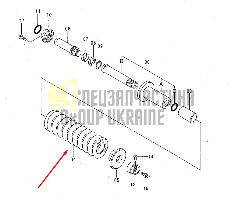 Hitachi 9144656 Натяжитель гусеницы для EX120, EX130