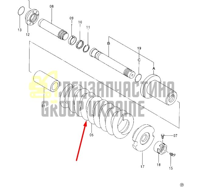 Hitachi 9155799 Натяжитель гусеницы для ZX450, EX400