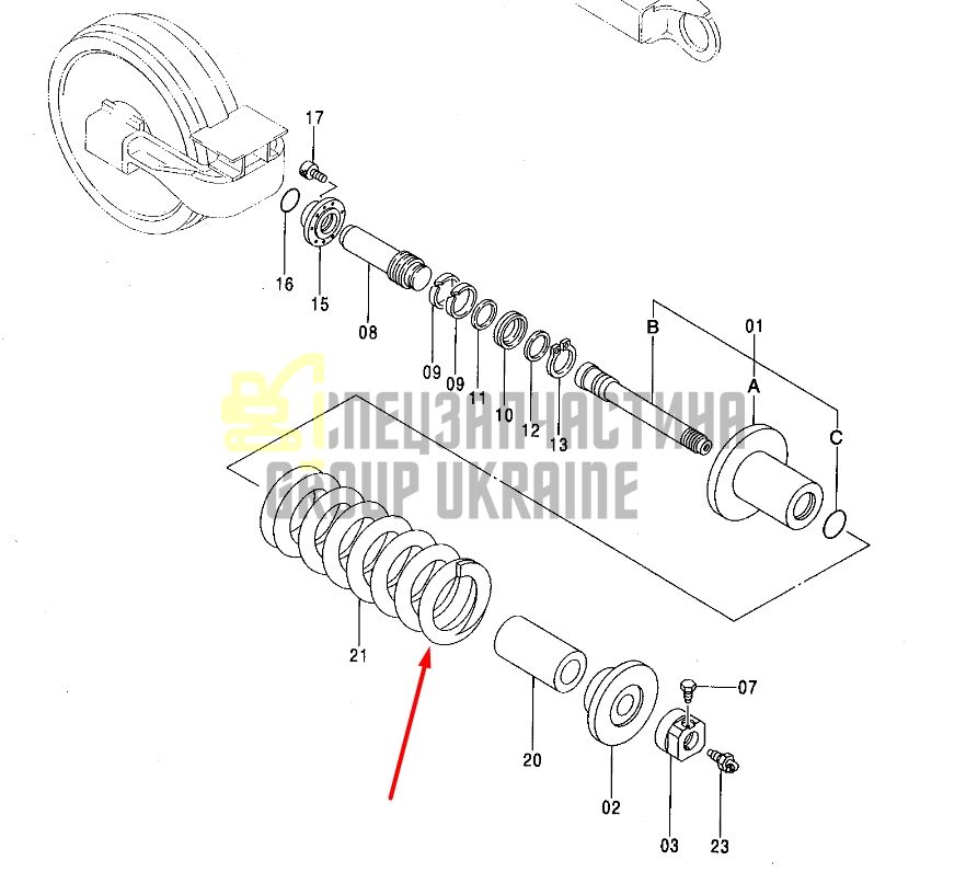 Hitachi 9156746 Натяжитель гусеницы для EX1200-5
