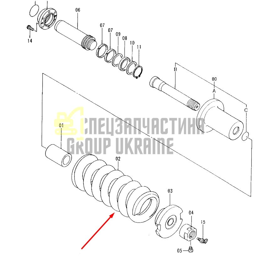 Hitachi 9244701 Натяжитель гусеницы для ZX450LC-3