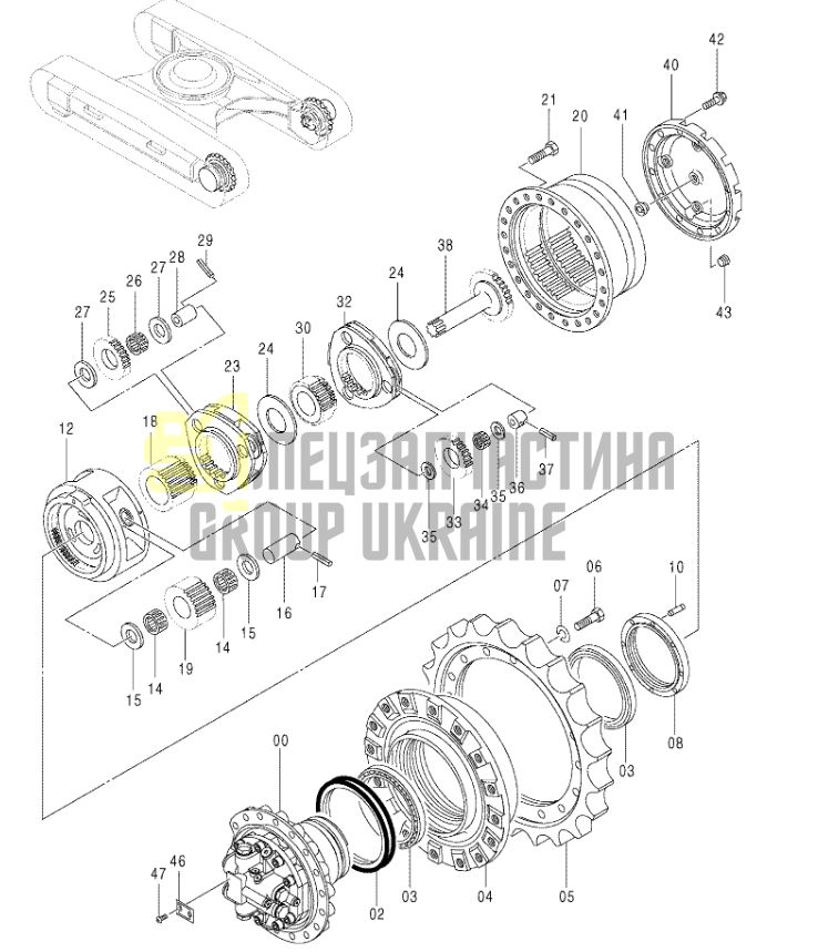 9195447 Редуктор хода Hitachi ZX200-1