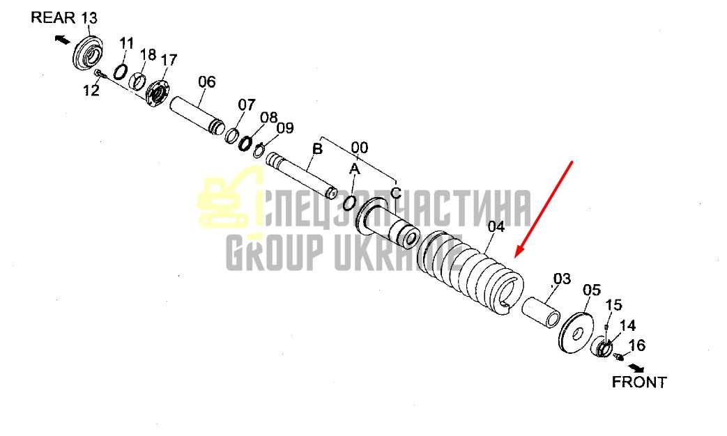 HITACHI 9186437 Натяжитель гусеницы на экскаватор ZX200-3