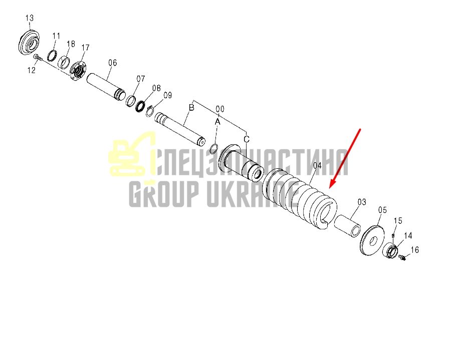 Hitachi 9188175 Натяжитель гусеницы для ZX230я ZX120