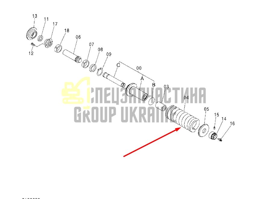 Hitachi 9188233 Натяжитель гусеницы для ZX200, ZX225
