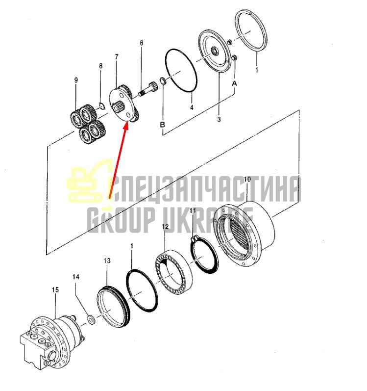 E0887907 Планетарная передача редуктора HITACHI ZX16
