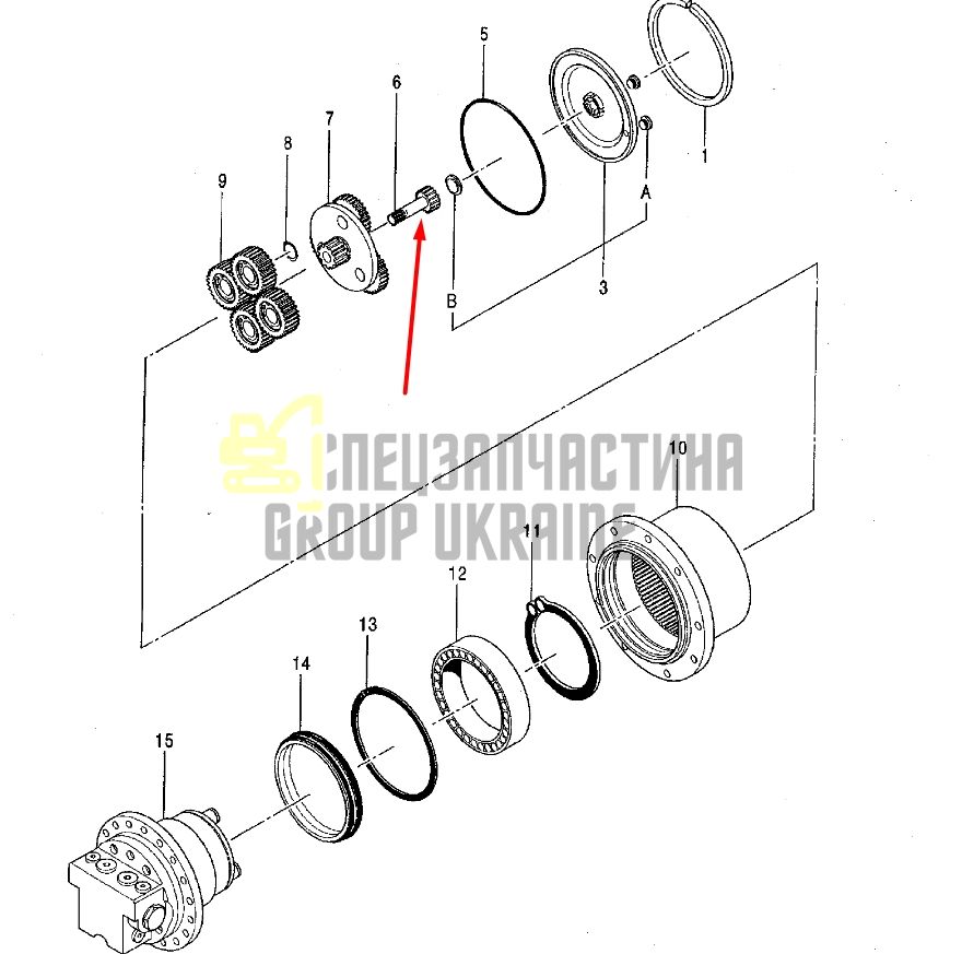 E0888404 Вал главной передачи HITACHI ZX25