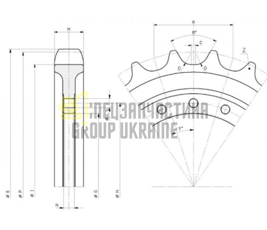 UR101K123 Звездочка HITACHI ZX27U.2
